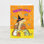 Treats Only - Cute Halloween Hedgehogs  カード (正面)