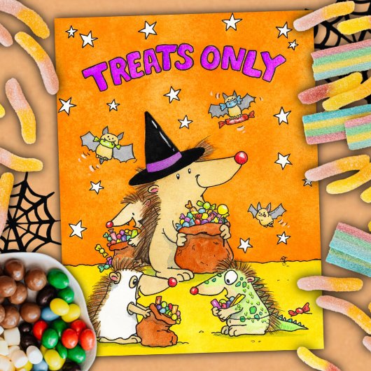 Treats Only - Hand-drawn Cartoon Halloween  ポストカード