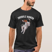 Trebble Maker astronaut playing fiddle violin stri Tシャツ (正面)