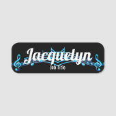 Trebleクレフ、 音符記号とスタッフミュージックの黒の名前タグ 名札 (正面)