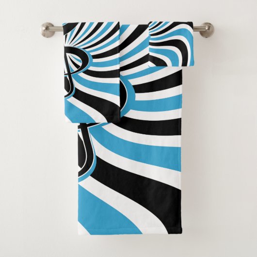 Trebleクレフ、 音符記号オン青レトロ背景 バスタオルセット (インサイチュ)