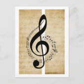 Trebleクレフ、 音符記号スタッフミュージックノートヴィンテージシートミュージック ポストカード (正面)