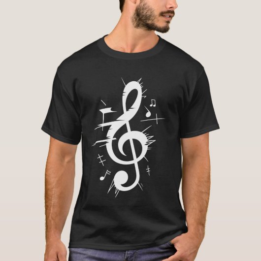 Trebleクレフ、 音符記号バーストDynamic Music Notes Tee Tシャツ (正面)