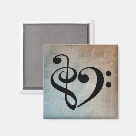 Trebleクレフ、 音符記号低音クレフ、 音符記号ハートヴィンテージシートMusic マグネット (正面/裏面)