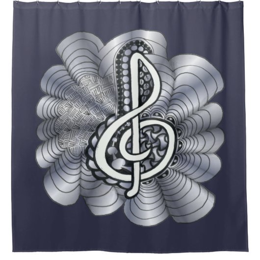 Trebleクレフ、 音符記号音楽愛好家ペルソナライズ シャワーカーテン (正面)