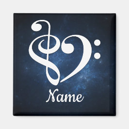 Treble Clef Bass Clef Heart Blue Nebula Customized マグネット