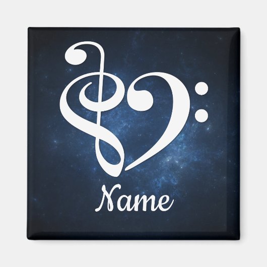 Treble Clef Bass Clef Heart Blue Nebula Customized マグネット (正面)