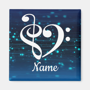 Treble Clef Bass Clef Heart Blue Nebula Customized マグネット
