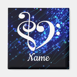 Treble Clef Bass Clef Heart Blue Nebula Customized マグネット