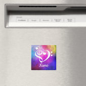 Treble Clef Bass Clef Heart Pink Nebula Customized マグネット (インサイチュ (食洗機))