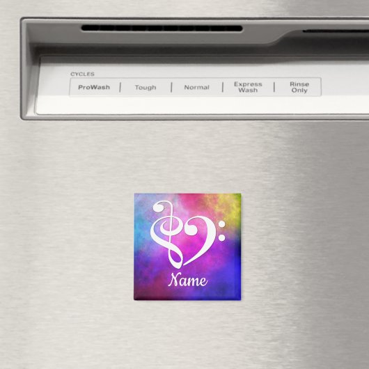 Treble Clef Bass Clef Heart Pink Nebula Customized マグネット (インサイチュ (食洗機))