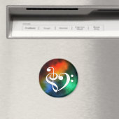 Treble Clef Bass Clef Heart Red Green Blue Nebula マグネット (インサイチュ (食洗機))