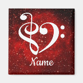 Treble Clef Bass Clef Heart Red Nebula Customized マグネット (正面)