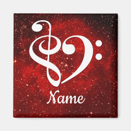 Treble Clef Bass Clef Heart Red Nebula Customized マグネット