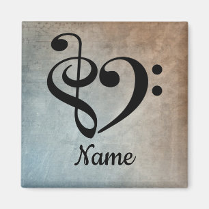 Treble Clef Bass Clef Music Heart Customized マグネット