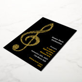 Treble clef Elegant Minimal Gold Music Notes Text 箔招待状 (回転した状態)