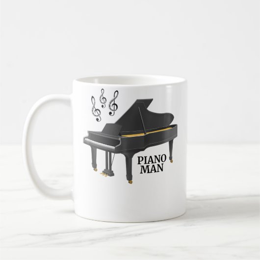 Treble Clef Grand Piano Man コーヒーマグカップ (左)