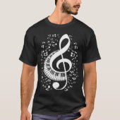 Treble Clef Keyboard Classical Music Notes Pianist Tシャツ (正面)