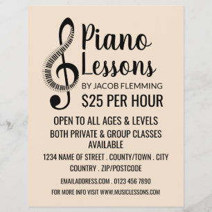 Treble Clef, Keyboard, Piano Lessons Advertising チラシ