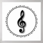 Treble Clef Music Note Design ポスター (正面)