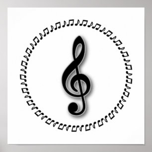 Treble Clef Music Note Design ポスター