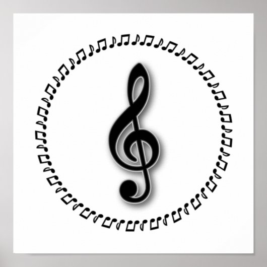 Treble Clef Music Note Design ポスター (正面)