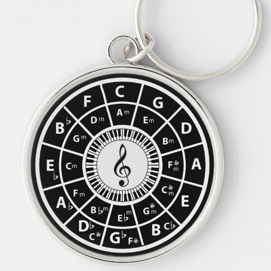 Treble clef Piano Keys Circle of Fifths キーホルダー (正面)