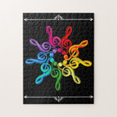 Treble Clef Rainbow Circle with Border Flourishes ジグソーパズル (縦)