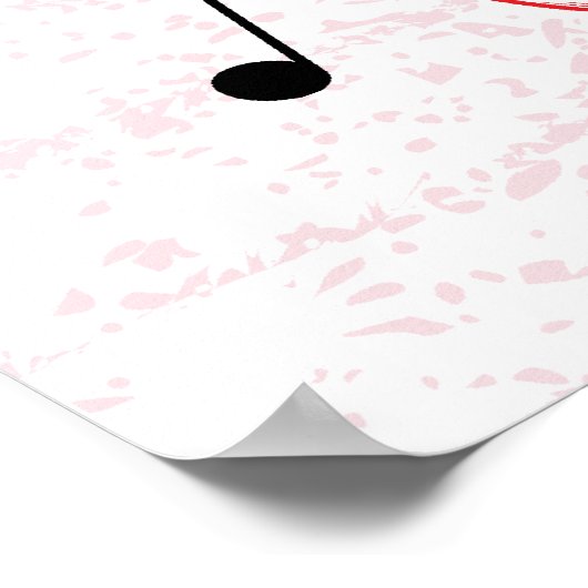 treble clef Red scrollwork sol note key poster ポスター (角)