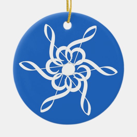 Treble Clef Snowflake Musical Ornament セラミックオーナメント (正面)