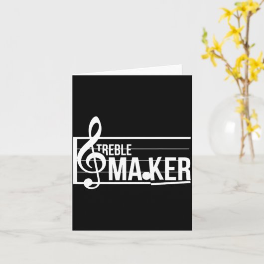 Treble Maker Pun Funny Marching Band Music Lover E カード (黄色い花)