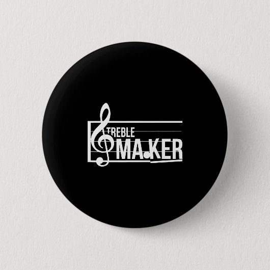 Treble Maker Pun Funny Marching Band Music Lover E 缶バッジ (正面)