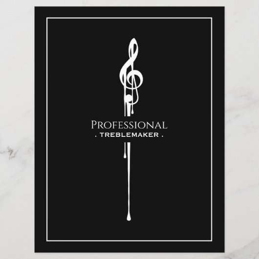 Treblemakerおもしろい Music Pun Classy Black G-クレフ、 音符記 (正面)