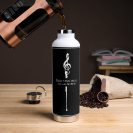 Treblemakerおもしろい Music Pun Classy Black G-クレフ、 音符記 ウォーターボトル