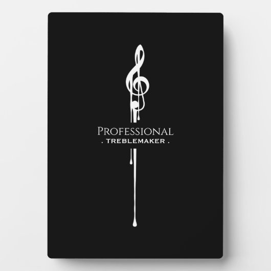 Treblemakerおもしろい Music Pun Classy Black G-クレフ、 音符記 フォトプラーク (正面)