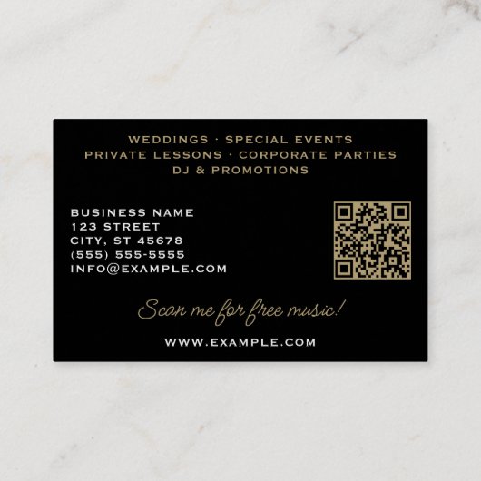 Treblemaker White Hot G-Clef on Classy Black 名刺 (裏面)