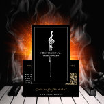 Treblemaker White Hot G-Clef on Classy Black 名刺<br><div class="desc">Is your music on fire, Treblemaker? Because this G-clef is melting. ;) Promote your music-based ventures with business cards featuring a melting treble clef and witty troublemaker pun. Designed for bleeding edge music-makers with tunes so hot the notes melt, this dripping design is a unique take on one of the...</div>