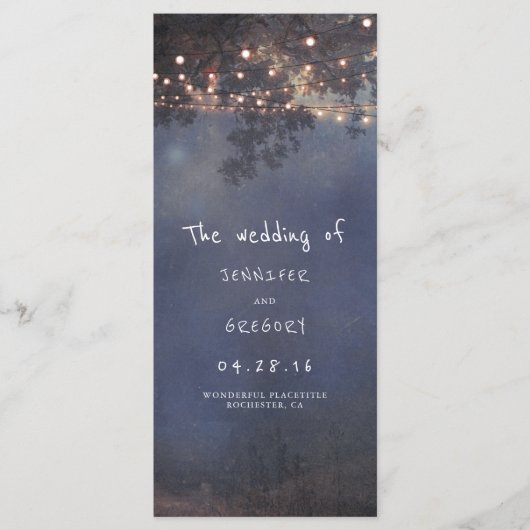 Treeおよび素朴String Lights結婚式 プログラム (正面)