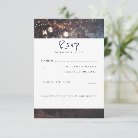 Treeと素朴Mason Jars Wedding RSVPカード (スタンド正面)