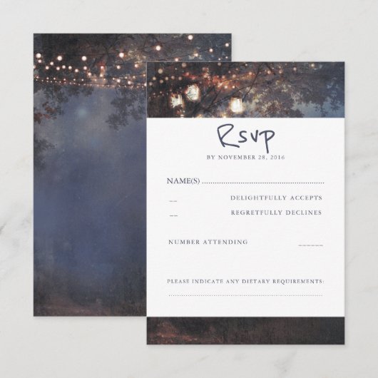 Treeと素朴Mason Jars Wedding RSVPカード (正面/裏面)