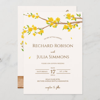 TREE日付の保存招待状/水色フローラ セーブザデート