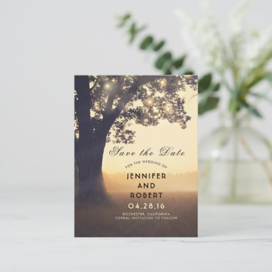 Tree and 素朴 Lights夏のフィールド日付を保存 案内ポストカード (スタンド正面)
