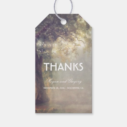 Tree and 素朴 String Lights Dreamy 結婚's ギフトタグ (正面)