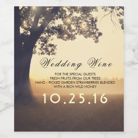 Tree and String Lights 素朴 Dreamy結婚's ワインラベル (シングルラベル)