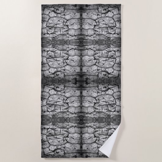 Tree Bark Black And White Photo Closeup Pattern ビーチタオル (正面)