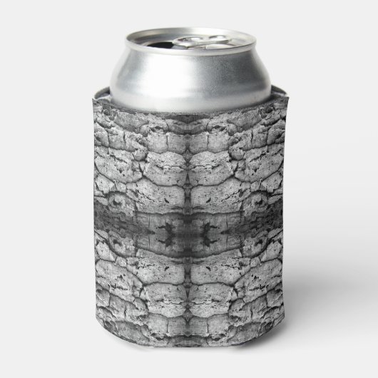 Tree Bark Black And White Photo Closeup Pattern 缶クーラー (缶正面)