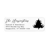 Tree Black and White Return Address labels ラベル (正面)