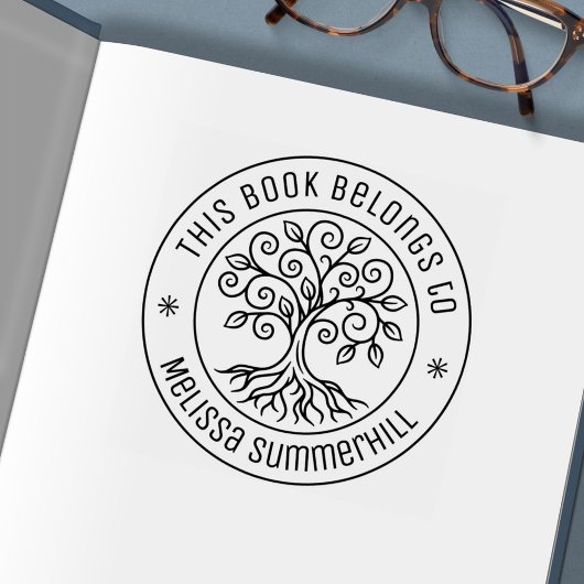 Tree Bookplate Round セルフインキングスタンプ