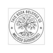 Tree Bookplate Round ラバースタンプ (インプリント)