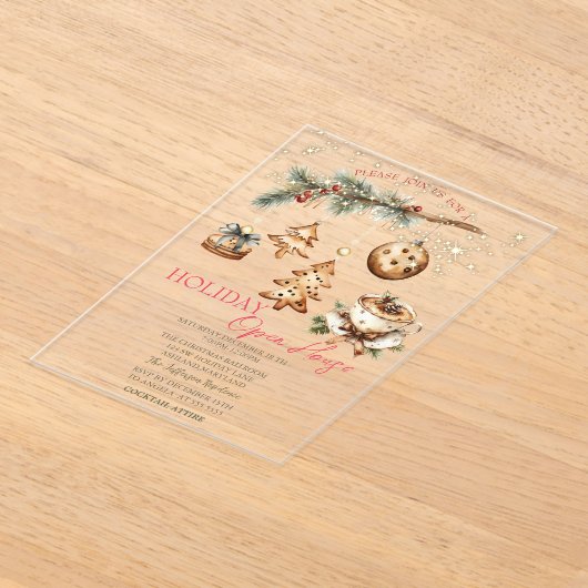 Tree Branch,Ornaments,Coffee,Stars Open House  アクリル招待状 (レイダウン)